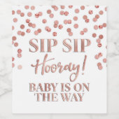 Gold Roos Confetti Sip Sip Hooray Wijn Etiket (Enkel label)