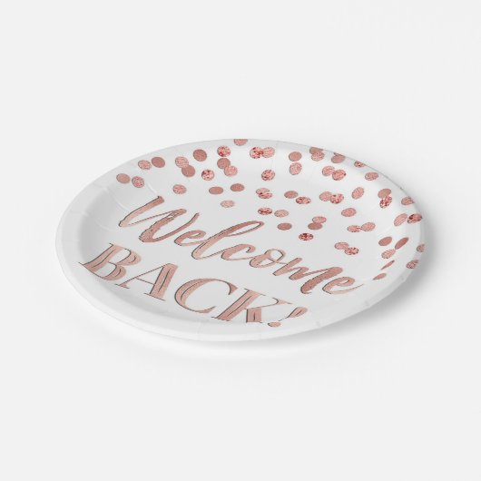 Gold Roos Confetti Welkomstpapier Borden Papieren Bordje (Gekanteld)