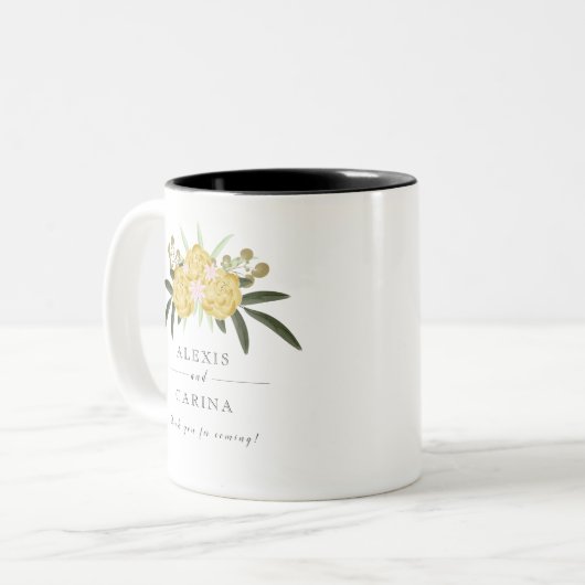 Gold Roos en Mok met botanische bladeren (Voorkant links)