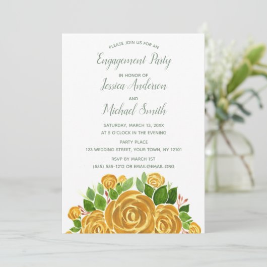Gold Roos Engagement Party Kaart (Staand voorkant)