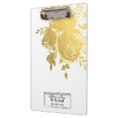 Gold Roos Faux Folie Elegant Floral Personalized Klembord (Links)