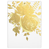 Gold Roos Faux Folie Elegant Floral Personalized Klembord (Achterkant)