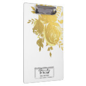 Gold Roos Faux Folie Elegant Floral Personalized Klembord (Rechts)