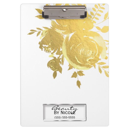 Gold Roos Faux Folie Elegant Floral Personalized Klembord (Voorkant)
