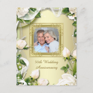 Gold Roos Foto 50th Wedding Jubileum Party Kaart