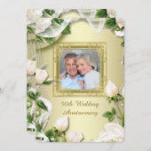 Gold Roos Foto 50th Wedding Jubileum Party Kaart (Voorkant / Achterkant)