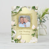 Gold Roos Foto 50th Wedding Jubileum Party Kaart (Staand voorkant)