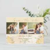 Gold Roos Foto slaat de datum op Save The Date (Staand voorkant)