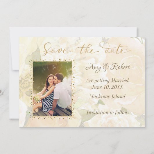 Gold Roos Foto slaat de datum op Save The Date (Voorkant)