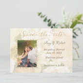 Gold Roos Foto slaat de datum op Save The Date (Staand voorkant)