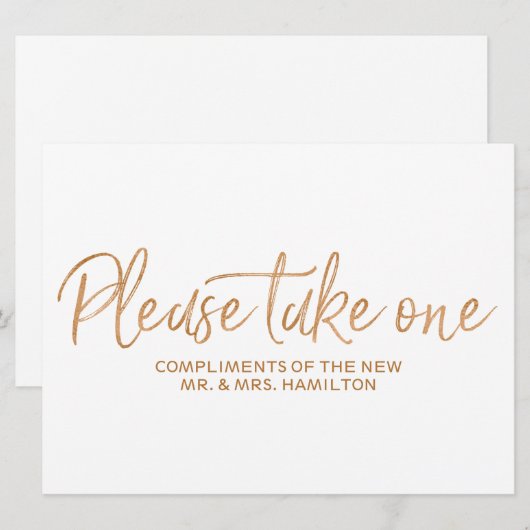 Gold roos "Gelieve te nemen één" Wedstrijden Favor Kaart (Voorkant / Achterkant)