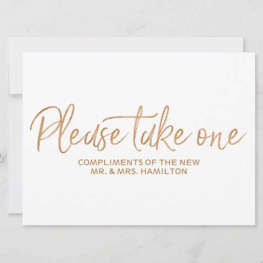 Gold roos "Gelieve te nemen één" Wedstrijden Favor Kaart (Voorkant)