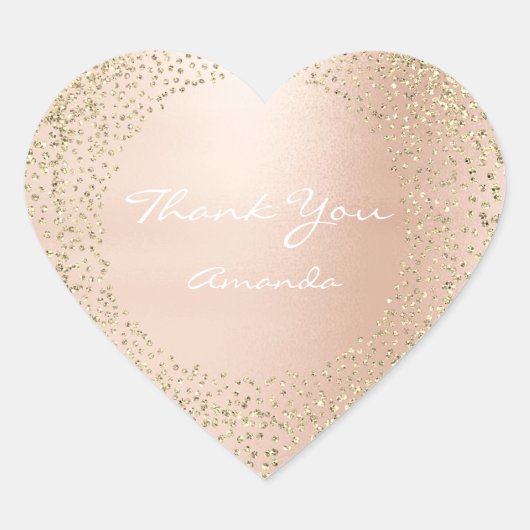 Gold Roos Glitter 16th Name Bridal Heart Hartelijk Hart Sticker (Voorkant)