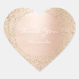 Gold Roos Glitter 16th Name Bridal Heart Hartelijk Hart Sticker