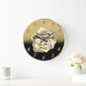 Gold Roos Glitter Ombre 25th Wedding Jubileum Grote Klok (Huis)