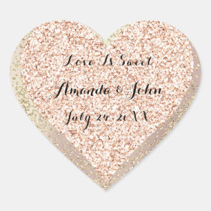 Gold Roos Glitter Save the Date Love is Sweet Hart Sticker
