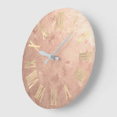 Gold Roos Gold Copper Grungy Roman Nummers Grote Klok (Hoek)