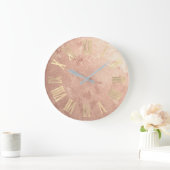 Gold Roos Gold Copper Grungy Roman Nummers Grote Klok (Huis)