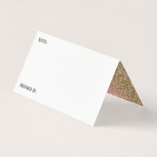 Gold & Roos Gold Glitter Accent Recipent Tent Kaar Visitekaartje (Achterkant)