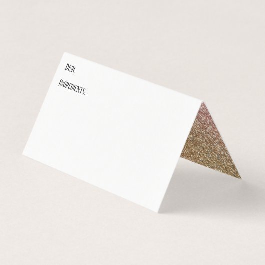 Gold & Roos Gold Glitter Accent Recipent Tent Kaar Visitekaartje (Voorkant)