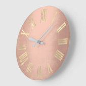 Gold Roos Gold Minimal Metal Silk Roman Nummers Grote Klok (Hoek)