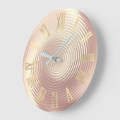 Gold Roos Gold Silk Pink Peach Glass Roman Nummers Grote Klok (Hoek)