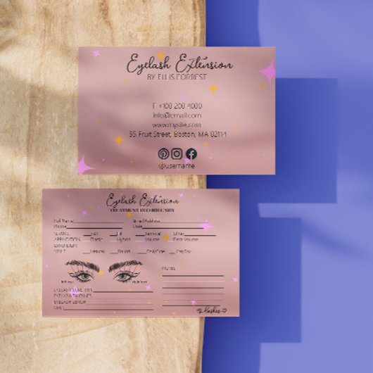 Gold Roos Lash Client Record Script Calligrafie Visitekaartje