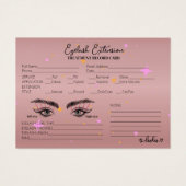 Gold Roos Lash Client Record Script Calligrafie Visitekaartje (Voorkant)