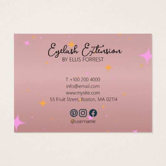 Gold Roos Lash Client Record Script Calligrafie Visitekaartje (Achterkant)