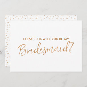Gold Roos Lettered "Will you be my bridesmaid" Kaart