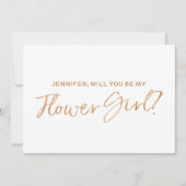 Gold Roos Lettered "Will you be my flower girl" Kaart (Voorkant)