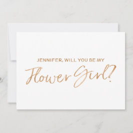 Gold Roos Lettered "Will you be my flower girl" Kaart