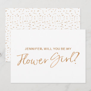 Gold Roos Lettered "Will you be my flower girl" Kaart