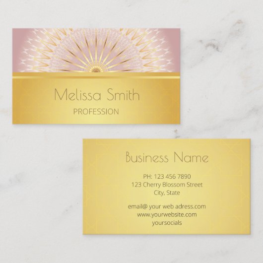 Gold Roos Mandala Pattern Visitekaartje (Voorkant / Achterkant)