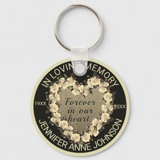 Gold Roos Memorial Heart Sleutelhanger (Voorkant)