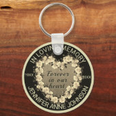 Gold Roos Memorial Heart Sleutelhanger (Voorkant)