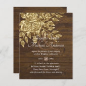 Gold Roos Metallic Wedding Invitations (Voorkant / Achterkant)