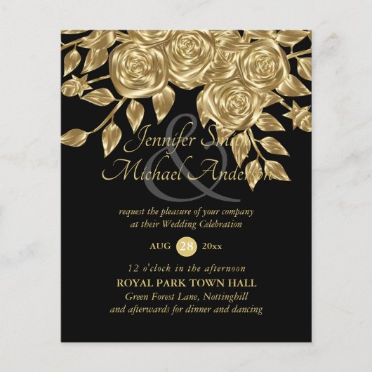 Gold Roos Metallic Wedding Invitations (Voorkant)