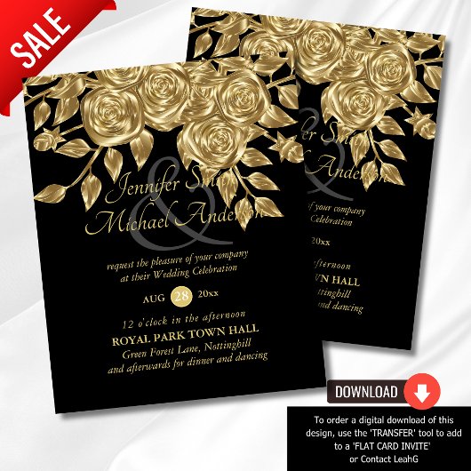 Gold Roos Metallic Wedding Invitations
