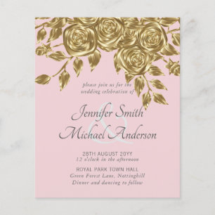 Gold Roos Metallic Wedding Invitations
