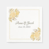 Gold Roos Monogram Weddenschap Napkin Servet (Voorkant)