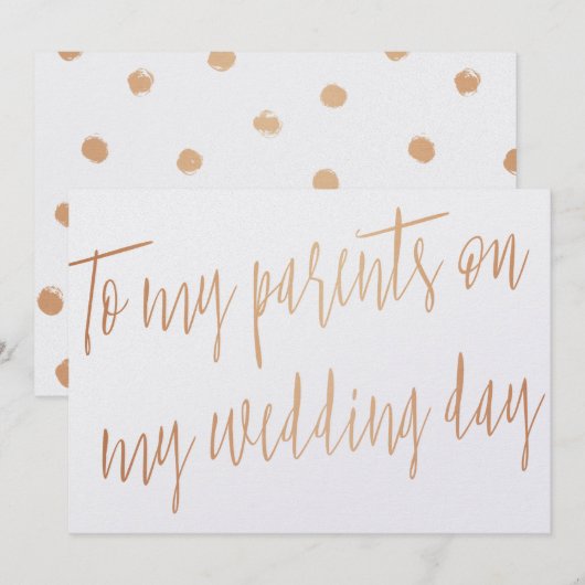 Gold Roos "Op mijn ouders op mijn trouwdag" Kaart (Voorkant / Achterkant)