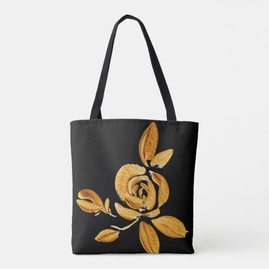 Gold Roos op zwarte Canvas tas (Achterkant)
