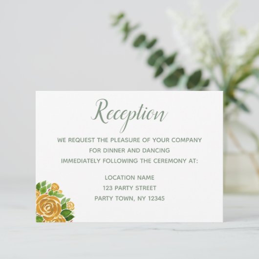 Gold Roos Reception Kaart (Staand voorkant)