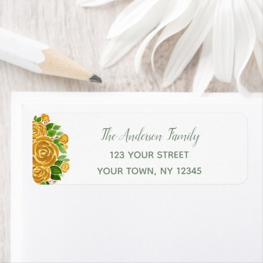 Gold Roos Return-adreslabel Etiket (Insitu)