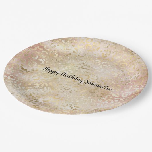 Gold Roos roze luipaard afdrukken Papieren Bordje (Gekanteld)