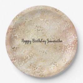 Gold Roos roze luipaard afdrukken Papieren Bordje