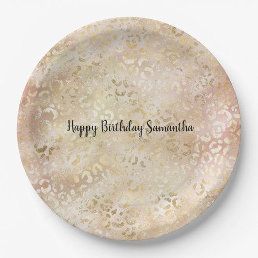 Gold Roos roze luipaard afdrukken Papieren Bordje (Voorkant)