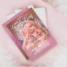 Gold Roos Roze Triple Glitter Photo Afstuderen