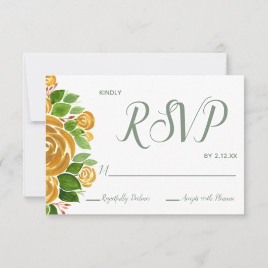 Gold Roos RSVP-kaart RSVP Kaartje (Voorkant)